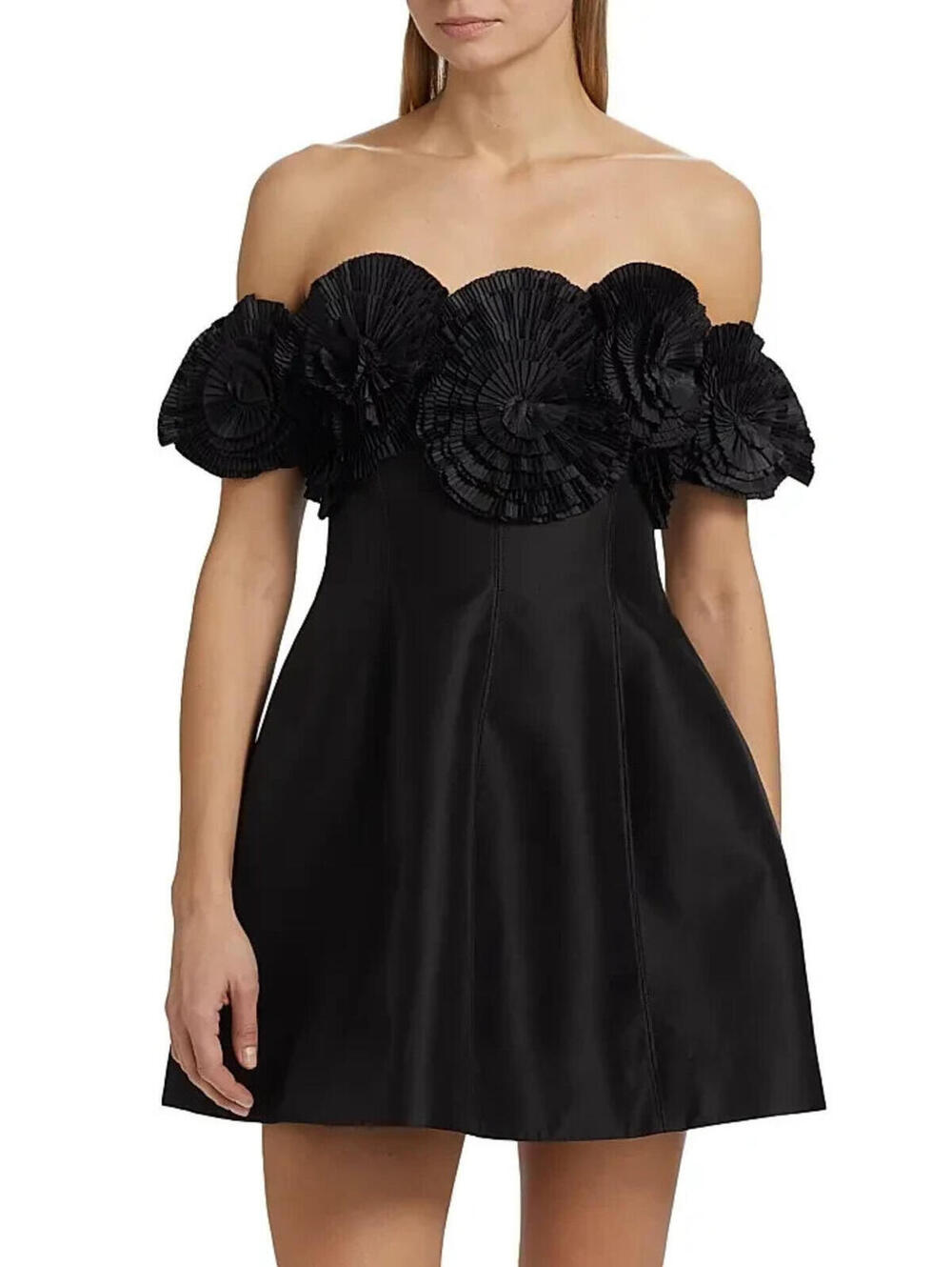 Acler, Trusley Off-the-Shoulder Satin Minidress in Black Sz 6 #MD1811